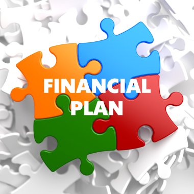 çok renkli bulmaca üzerinde finansal plan.