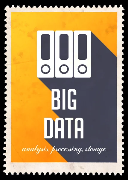Big Data sul giallo nel design piatto . — Foto Stock
