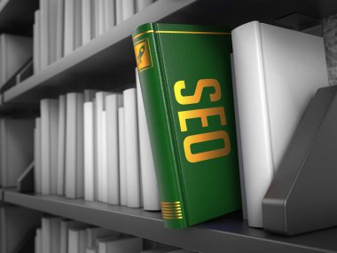 SEO - kitap başlığı. Internet kavramı.