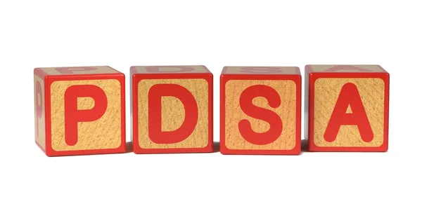 PDSA - Colored Childrens Alphabet Blocks. — Stock Photo, Image