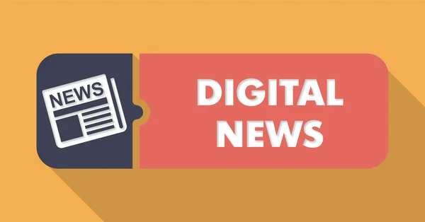 Digital News Button in Flat Design on Orange Background. — Stock Photo, Image