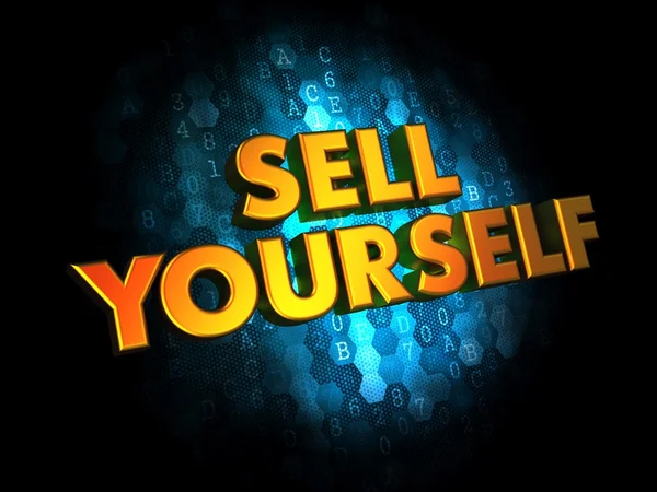 Prodávat sami - zlata 3d slova. — Stock fotografie