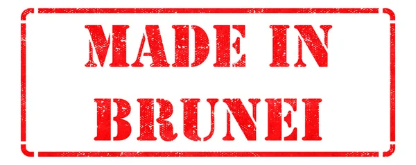 Feito em Brunei - inscrição no selo de borracha vermelha . — Fotografia de Stock