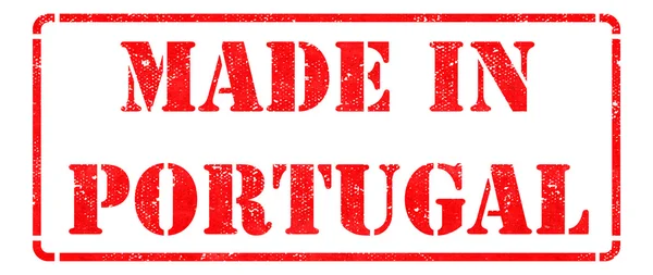 Hecho en Portugal- inscripción en sello de goma roja . —  Fotos de Stock