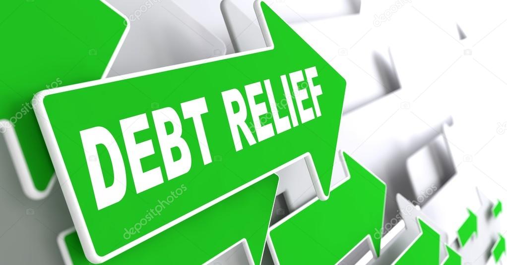 Debt Relief on Green Direction Arrow Sign.