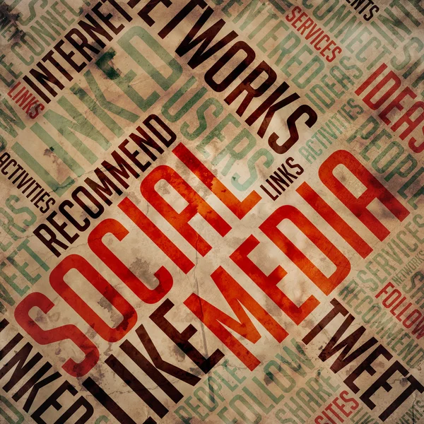 Sociální média - grunge wordcloud koncept. — Stock fotografie