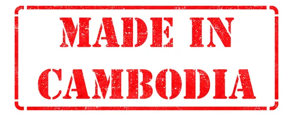 Made in Cambogia - iscrizione su timbro di gomma rosso . — Foto Stock