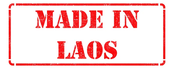 Made in Laos - iscrizione su timbro di gomma rosso . — Foto Stock