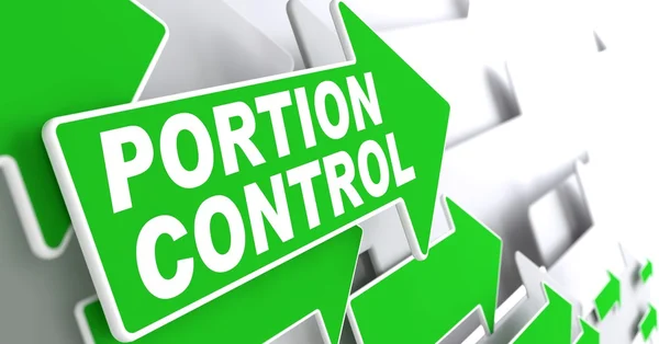 Portion Control on Green Direction Arrow Sign. — Stock Photo, Image