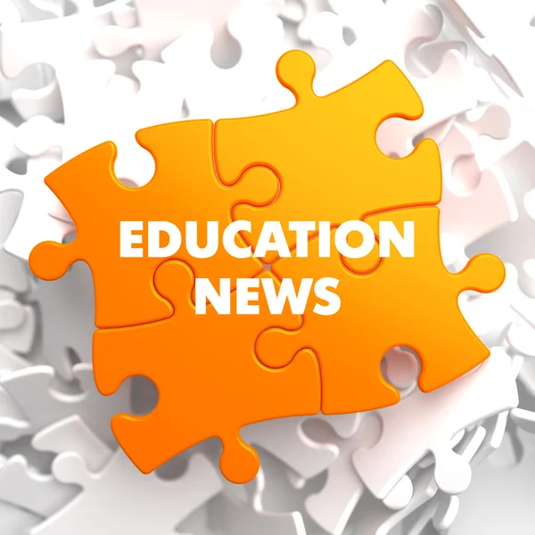 Education News on Orange Puzzle. — Stock Photo, Image