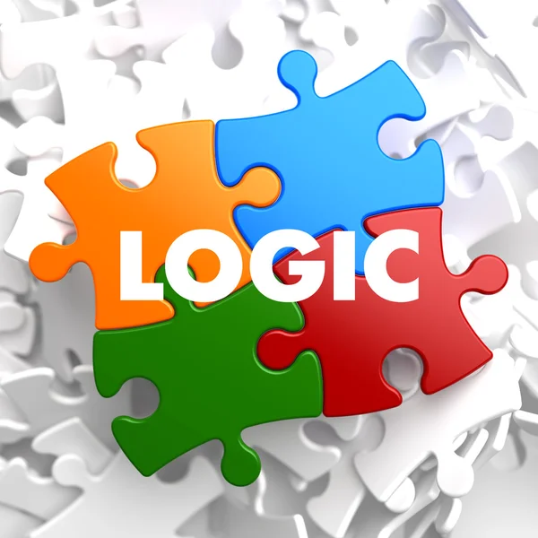 Logica op multicolor puzzel. — Stockfoto