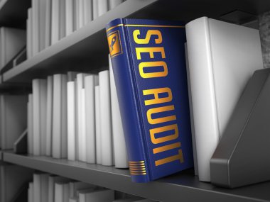 SEO Denetim - kitap başlığı. Internet kavramı.