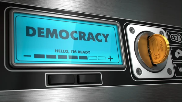 Democracia em exibição de máquina de venda automática . — Fotografia de Stock