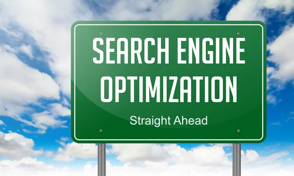 Search Engine Optimization on Highway Signpost. — Stock Photo, Image