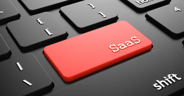 Кнопка SAAS на красной клавиатуре . — стоковое фото