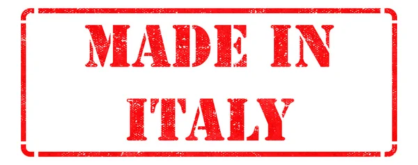 Fabricat în Italia pe ștampilă de cauciuc roșu . — Fotografie, imagine de stoc