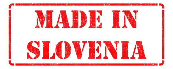 Made in Slovenia on Red Rubber Stamp. — Stock Photo, Image