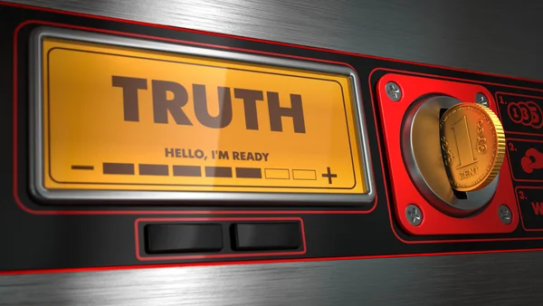 La verdad en la exhibición de la máquina expendedora . — Foto de Stock