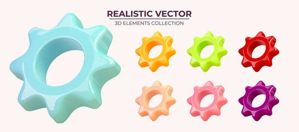 Colección de Cogwheels brillantes en diferentes colores — Vector de stock