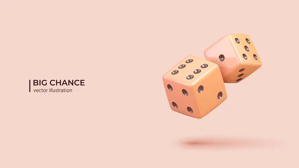 Big Chance Concept Realistic Design Cubes Random Numbers Black Dots — Vector de stock