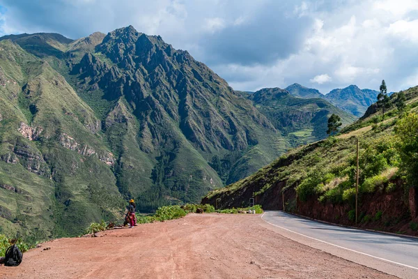 Vista Del Paisaje Montaña Carretera Punto Vista Pisac Perú — Foto de Stock