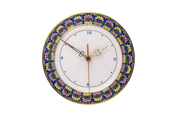 Benjarong Clock Beautiful Souvenir Thailand Design Porcelain Plate Five Colors — Stok fotoğraf