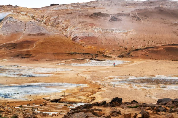 夏の晴れた日に北アイスランドのミヴァトン湖の近くにNamafjall地熱地域の自然景観 — ストック写真