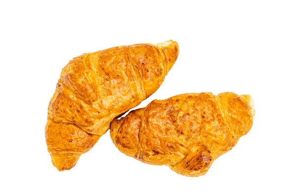 Top View Delicious Homemade Croissants White Background Clipping Path — Stock Photo, Image