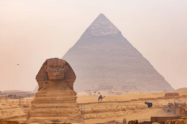 Blick Auf Die Sphinx Auf Dem Plateau Von Gizeh Mit — Stockfoto