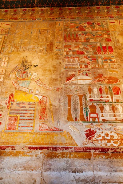 Målning Bild Väggen Gud Anubis Helgedom Bårhuset Tempel Hatshepsut Valley — Stockfoto
