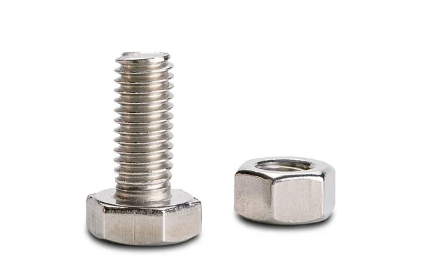 Side View Metal Screw Nut Isolated White Background Clipping Path — Stock Photo, Image