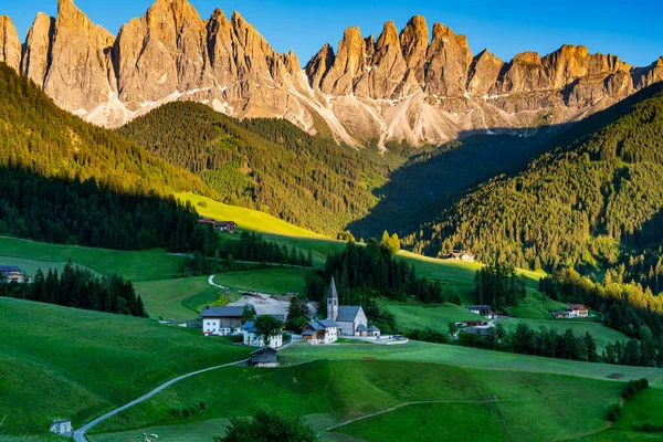 Evening Light Funes Valley Val Funes Odle Peak Italian Dolomite — Stockfoto