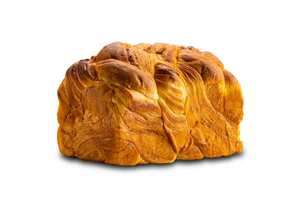 Kapalı Görünüm Somun Lezzetli Yapımı Ekmek Beyaz Arka Planda Kırpma — Stok fotoğraf