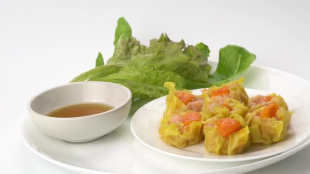 People Hand Using Chopsticks Picking Fresh Delicious Homemade Shrimp Minced — Stock Video