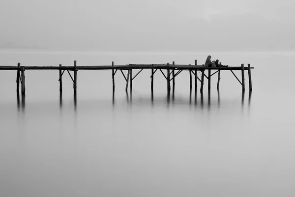 Puente de mar blanco y negro —  Fotos de Stock