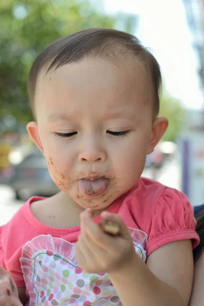 Chocolate face girl — Stock Photo, Image