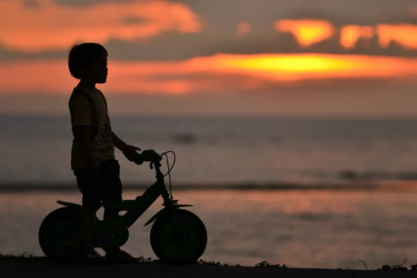 Silhouette vélo — Photo