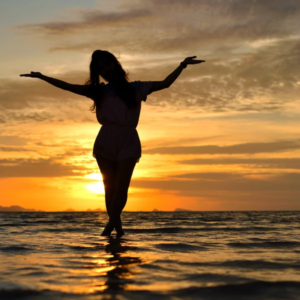 Dama en la puesta del sol —  Fotos de Stock