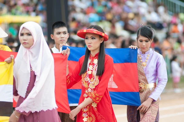 Neidentifikovaný thajští studenti během sportu průvod. — Stock fotografie