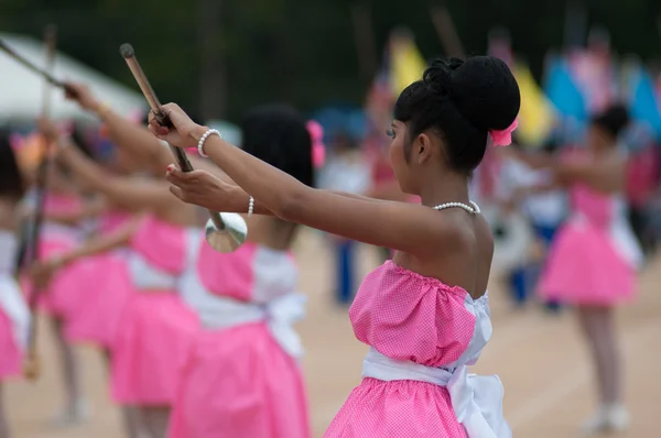 Estudantes tailandeses não identificados durante o desfile desportivo . — Fotografia de Stock