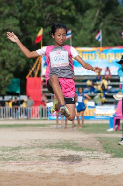 Tanımlanamayan Tay öğrenciler spor geçit töreni sırasında.