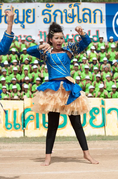 Estudantes tailandeses não identificados durante o desfile desportivo . — Fotografia de Stock