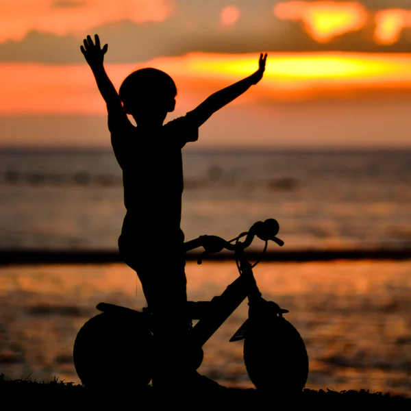 Junge mit Fahrrad — Stockfoto