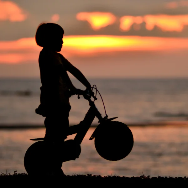 男孩和自行车 — 图库照片