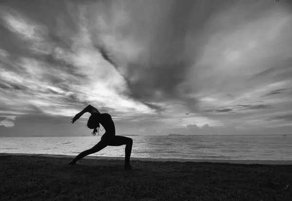 瑜伽变质的剪影女人 — 图库照片