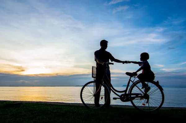 Coucher de soleil vélo — Photo