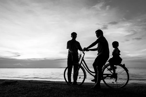 Cykel solnedgang - Stock-foto