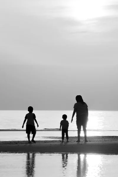 Famille sur la plage — Photo