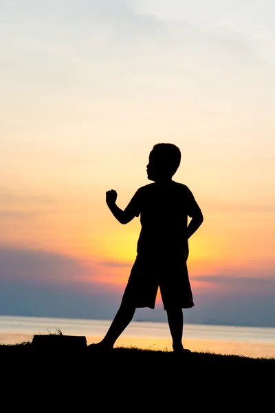 Silhouette boy — Stock Photo, Image