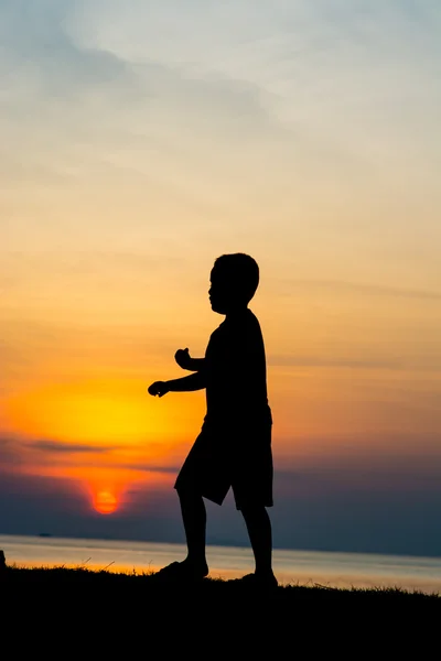 Silhouette boy — Stock Photo, Image